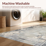 Ultra Soft Area Rug, Non Slip, Stain Resistant, Washable Area Rugs for Living Room, Bedroom, Eclectic Earthy Floral Arrangement(Gray)