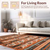 Ultra Soft Area Rug, Non Slip, Stain Resistant, Washable Area Rugs for Living Room, Bedroom, Geometric Rich Sunset Palette(Orange)