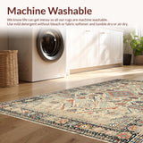Ultra Soft Area Rug, Non Slip, Stain Resistant, Washable Area Rugs for Living Room, Bedroom, Cozy Retro Tiled Design(Beige)
