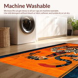 Ultra Soft Area Rug, Non Slip, Stain Resistant, Washable Area Rugs for Living Room, Bedroom, Vibrant Ethnic Animal Print Charm(Orange)