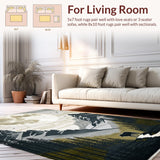 Ultra Soft Area Rug, Non Slip, Stain Resistant, Washable Area Rugs for Living Room, Bedroom, Stylish Abstract Wolf Aesthetic(Gray)