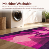 Ultra Soft Area Rug, Non Slip, Stain Resistant, Washable Area Rugs for Living Room, Bedroom, Coquette Bow Motif Rug with Curved Ribbon Edges and Sculpted Silhouette Design(Pink)