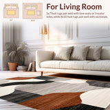 Ultra Soft Area Rug, Non Slip, Stain Resistant, Washable Area Rugs for Living Room, Bedroom, Soft Neutral Organic Motif(Gray)