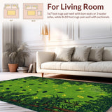 Ultra Soft Area Rug, Non Slip, Stain Resistant, Washable Area Rugs for Living Room, Bedroom, Rustic Forest Creature Design(Green)