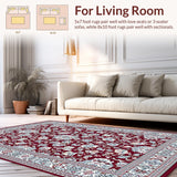 Ultra Soft Area Rug, Non Slip, Stain Resistant, Washable Area Rugs for Living Room, Bedroom, Artful Abstract Color Contrast(Red)