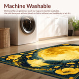 Ultra Soft Area Rug, Non Slip, Stain Resistant, Washable Area Rugs for Living Room, Bedroom, Trendy Psychedelic Nature Theme(Gold)