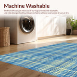 Ultra Soft Area Rug, Non Slip, Stain Resistant, Washable Area Rugs for Living Room, Bedroom, Sleek Geometric Blue Tones(Blue)
