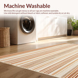 Ultra Soft Area Rug, Non Slip, Stain Resistant, Washable Area Rugs for Living Room, Bedroom, Beige Burnt Orange Linear Chevron Contemporary Farmhouse Design(Orange)