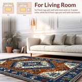 Ultra Soft Area Rug, Non Slip, Stain Resistant, Washable Area Rugs for Living Room, Bedroom, Artful Tiled Geometric Arrangement(Brown)