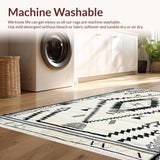 Ultra Soft Area Rug, Non Slip, Stain Resistant, Washable Area Rugs for Living Room, Bedroom, Elegant Symmetrical Monochrome Design(White)