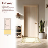 Artisan Scrollwork Area Elegant Border Botanical Accent Design(Beige)