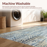 Ultra Soft Area Rug, Non Slip, Stain Resistant, Washable Area Rugs for Living Room, Bedroom, Modern Beige & Indigo Fusion Contemporary Style(Blue)