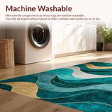 Ultra Soft Area Rug, Non Slip, Stain Resistant, Washable Area Rugs for Living Room, Bedroom, Sleek Luxe Ogee Inspired Design(Green)