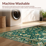 Ultra Soft Area Rug, Non Slip, Stain Resistant, Washable Area Rugs for Living Room, Bedroom, Faded Floral Vintage Aesthetic(Green)