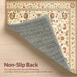 Ultra Soft Area Rug, Non Slip, Stain Resistant, Washable Area Rugs for Living Room, Bedroom, Sophisticated Beige Area Featuring Intricate Floral Design Elements(Beige)