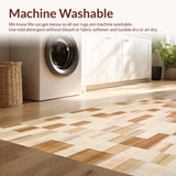 Ultra Soft Area Rug, Non Slip, Stain Resistant, Washable Area Rugs for Living Room, Bedroom, Artisan Inspired Neutral Cubist Checks with Gentle Beige Contrasts(Beige)