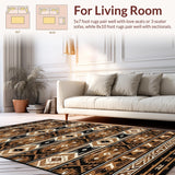 Ultra Soft Area Rug, Non Slip, Stain Resistant, Washable Area Rugs for Living Room, Bedroom, Chic Transitional Tiled Arrangement(Brown)