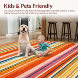 Ultra Soft Area Rug, Non Slip, Stain Resistant, Washable Area Rugs for Living Room, Bedroom, Cozy Tiled Design with Bright Accents(Orange)