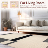 Ultra Soft Area Rug, Non Slip, Stain Resistant, Washable Area Rugs for Living Room, Bedroom, Stylish Transitional Black and Beige(Beige)