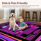 Ultra Soft Area Rug, Non Slip, Stain Resistant, Washable Area Rugs for Living Room, Bedroom, Energetic Vintage Pixelated Style(Pink)