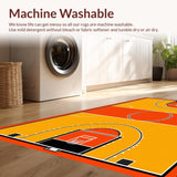 Ultra Soft Area Rug, Non Slip, Stain Resistant, Washable Area Rugs for Living Room, Bedroom, Rustic Athletic Court Vibe(Orange)