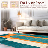 Ultra Soft Area Rug, Non Slip, Stain Resistant, Washable Area Rugs for Living Room, Bedroom, Sophisticated Linear Aesthetics(Orange)