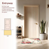 Ultra Soft Area Rug, Non Slip, Stain Resistant, Washable Area Rugs for Living Room, Bedroom, Peony Butterfly for Nursery(Ivory)