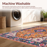 Ultra Soft Area Rug, Non Slip, Stain Resistant, Washable Area Rugs for Living Room, Bedroom, Elegant Retro Geometric Elements(Orange)