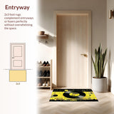 Ultra Soft Area Rug, Non Slip, Stain Resistant, Washable Area Rugs for Living Room, Bedroom, Stylish Minimalist Music Theme(Yellow)
