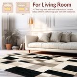 Ultra Soft Area Rug, Non Slip, Stain Resistant, Washable Area Rugs for Living Room, Bedroom, Java Blend Geometric Area with Earthy Tones and Bold Design(Beige)