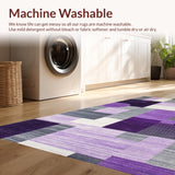 Ultra Soft Area Rug, Non Slip, Stain Resistant, Washable Area Rugs for Living Room, Bedroom, Minimalist Ogee Pattern Composition(Purple)