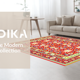 Ultra Soft Area Rug, Non Slip, Stain Resistant, Washable Area Rugs for Living Room, Bedroom, Bold Transitional Diamond Layout(Red)