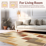 Ultra Soft Area Rug, Non Slip, Stain Resistant, Washable Area Rugs for Living Room, Bedroom, Size Area Runner in Warm Brown Beige Zigzag Design(Beige)