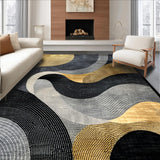 Ultra Soft Area Rug, Non Slip, Stain Resistant, Washable Area Rugs for Living Room, Bedroom, Dynamic Bold Abstract Composition(Gold)