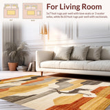 Ultra Soft Area Rug, Non Slip, Stain Resistant, Washable Area Rugs for Living Room, Bedroom, Elegant Earthy Toned Print(Beige)
