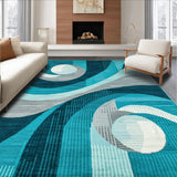 Ultra Soft Area Rug, Non Slip, Stain Resistant, Washable Area Rugs for Living Room, Bedroom, Chic Colorful Tiled Motif(Blue)