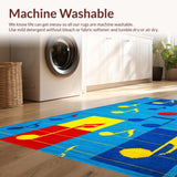 Ultra Soft Area Rug, Non Slip, Stain Resistant, Washable Area Rugs for Living Room, Bedroom, Harmonious Chromatic Circle Pattern(Blue)