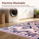 Ultra Soft Area Rug, Non Slip, Stain Resistant, Washable Area Rugs for Living Room, Bedroom, Chic Geometric Blush and Navy(Pink)