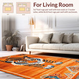 Ultra Soft Area Rug, Non Slip, Stain Resistant, Washable Area Rugs for Living Room, Bedroom, Whimsical Tibetan Style Floor Decor(Orange)