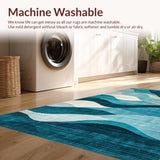 Ultra Soft Area Rug, Non Slip, Stain Resistant, Washable Area Rugs for Living Room, Bedroom, Contemporary Abstract Teal Tones(Blue)