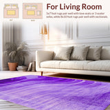 Ultra Soft Area Rug, Non Slip, Stain Resistant, Washable Area Rugs for Living Room, Bedroom, Youthful Bright Splash Motif(Purple)