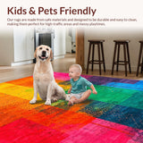 Ultra Soft Area Rug, Non Slip, Stain Resistant, Washable Area Rugs for Living Room, Bedroom, Chic Abstract Color Harmony Piece(Orange)