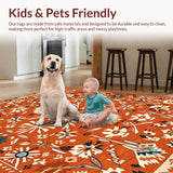 Ultra Soft Area Rug, Non Slip, Stain Resistant, Washable Area Rugs for Living Room, Bedroom, Striking Colorful Ogee Patterns(Orange)