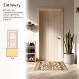 Ultra Soft Area Rug, Non Slip, Stain Resistant, Washable Area Rugs for Living Room, Bedroom, Cultural Heritage Geometric Motif(Beige)