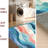 Ultra Soft Area Rug, Non Slip, Stain Resistant, Washable Area Rugs for Living Room, Bedroom, Beach Breeze Area Rug Featuring Playful Fish Silhouettes with Rippled Water Art(Blue)
