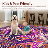 Ultra Soft Area Rug, Non Slip, Stain Resistant, Washable Area Rugs for Living Room, Bedroom, Striking Elegant Linear Texture(Purple)