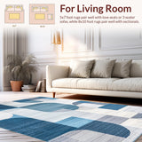 Ultra Soft Area Rug, Non Slip, Stain Resistant, Washable Area Rugs for Living Room, Bedroom, Chic Abstract Soft Surface Design(Blue)
