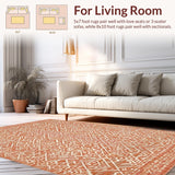 Ultra Soft Area Rug, Non Slip, Stain Resistant, Washable Area Rugs for Living Room, Bedroom, Modern Chic Knotted Tassel Aesthetic(Orange)
