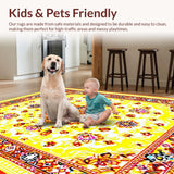 Ultra Soft Area Rug, Non Slip, Stain Resistant, Washable Area Rugs for Living Room, Bedroom, Charming Textured Medallion Style(Yellow)