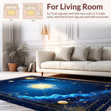 Ultra Soft Area Rug, Non Slip, Stain Resistant, Washable Area Rugs for Living Room, Bedroom, Dreamy Astral Watercolor Style(Blue)